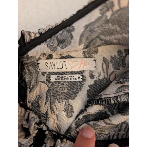 Free People X Saylor Maeve Floral Dress Jacquard Mini Dress Size M - Picture 10 of 11